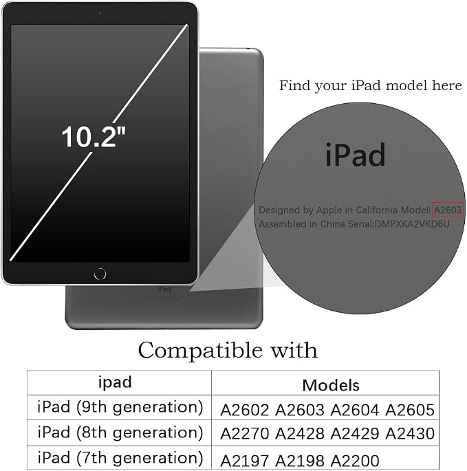 Telaso Magnetic for iPad 9th Generation/iPad 8th Generation/iPad 7th Generation Case iPad 10.2 inch 2021/2020/2019 Translucent Matte Back Soft TPU Bumper Military Grade Protective Case Black