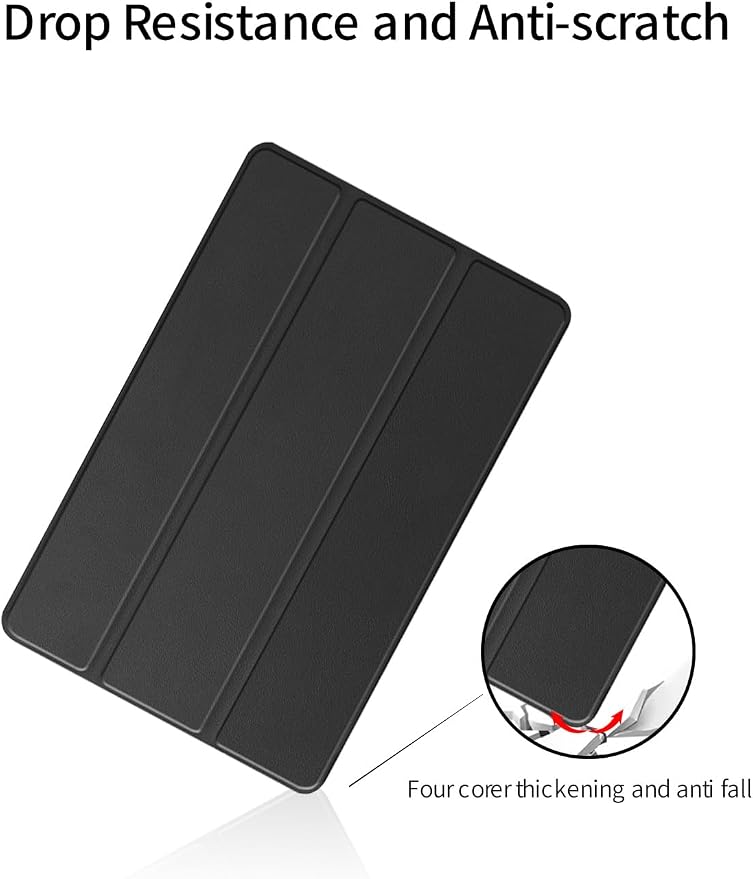 for Lenovo Yoga Tab(TB710FU) 2025 Android 11.1 Inch Tablet CaseBOVUGAC Tri-fold Tablet Case Cover for Yoga Tab 11.1Full Protection Premium PU Scratch Resistant.(Black)