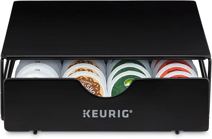 Keurig Slim Non-Rolling Storage Drawer, Coffee Pod Storage, Holds up to 24 Keurig K-Cup Pods, Black, Storage Drawer - 24ct, 9.2 x 3.3 x 12.2 inches