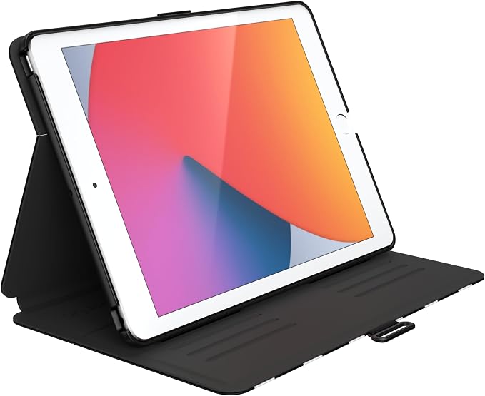 Speck Balance Folio Case for iPad 10.2 Inch (2019-2021) - Drop &amp Camera Protection Slim Multi Range Stand Apple Pencil Holder - Arcadia Navy/Moody Grey
