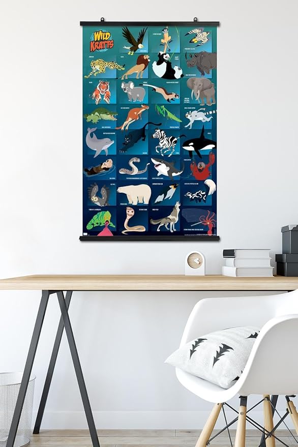 Wild Kratts - Grid Wall Poster, 34L" x 22.4W", Premium Poster & Clip Bundle