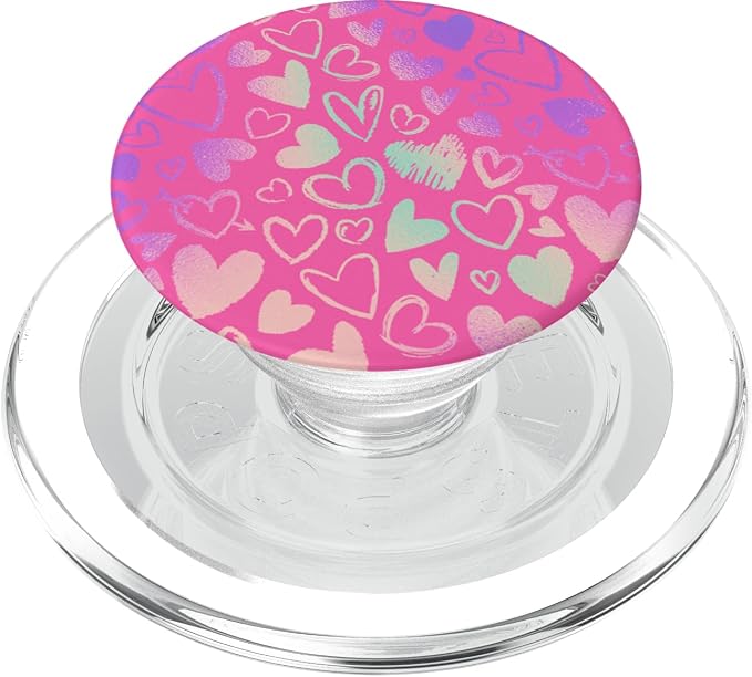 Rainbow Modern Hearts Pink PopSockets Adhesive PopGrip