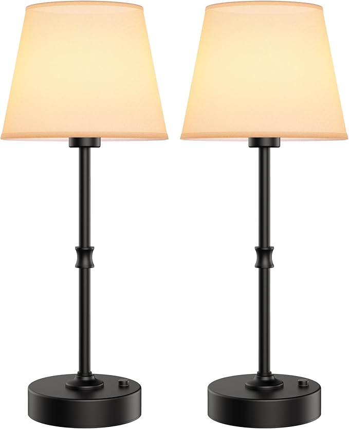 EppieBasic Cordless Table Lamp Rechargeable: Fast Charging & Long Lasting - 2700K Warm Light Vintage Brass Lamps - Dinning Living Room Bedroom - 2 Pack