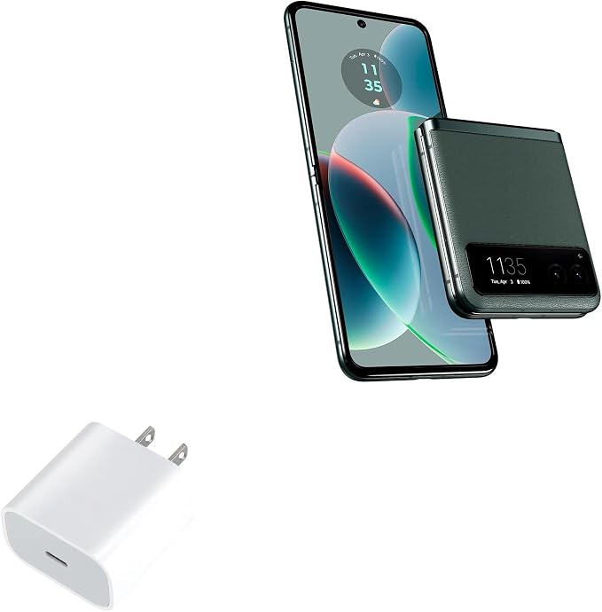BoxWave Charger Compatible with Motorola razr (2023) - PD GAN miniCube (30W) 30W Tiny PD GAN Type-C Wall Charger - Winter White