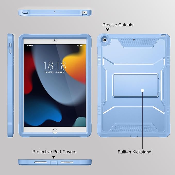 DTTO Case for for iPad 9th/8th/7th Generation 10.2-inch Black | Durable Shockproof Protective Cover Built-in Screen Protector &amp Kickstand Corner Protection