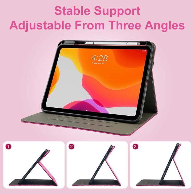 Checkered Case for iPad (A16) 11th Generation 11 Inch (2025) iPad 10th Generation 10.9 Inch (2022) with Pencil Holder (Black)