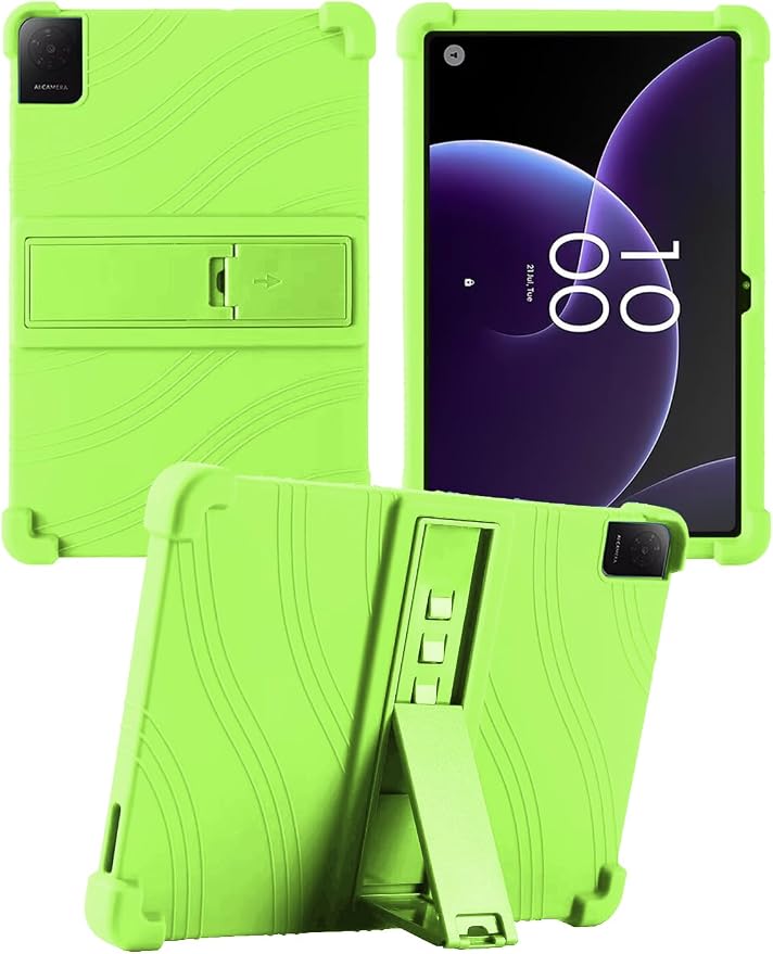 Case for TCL Tab 10L Gen 4 (Model 8483A) 10.1 Inch Tablet Soft Silicone Heavy Duty Shockproof Protective Cover with Adjustable Kickstand (Black)