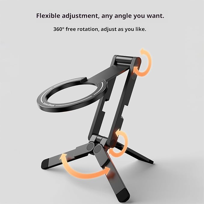 Phone Tripod Stand for 17 16 15 Foldable Aluminium Bracket with Desktop/Handheld Portable Travel Phone Holder