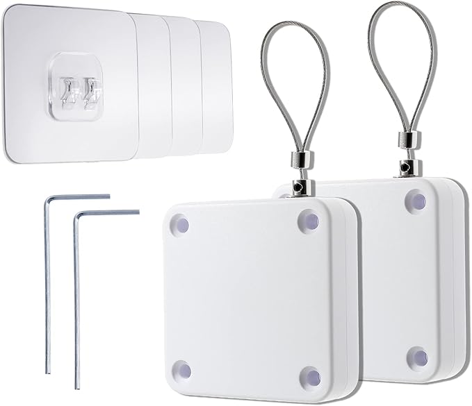 Rierdge 800g Set of 2 Punch-Free Automatic Sensor Door Closer, Multifunctional Drawstring Auto Door Closer for Residential Commercial Bedroom Room Storm (2 Pcs White)