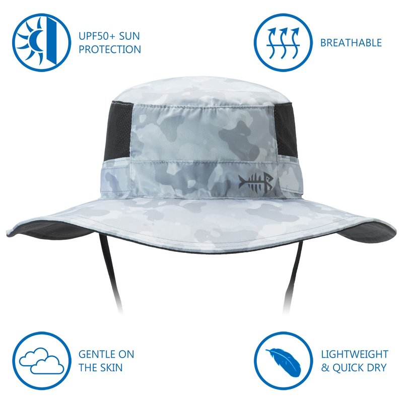 BASSDASH UPF 50+ Sun Fishing Hat Water Resistant with Detachable Neck Flap