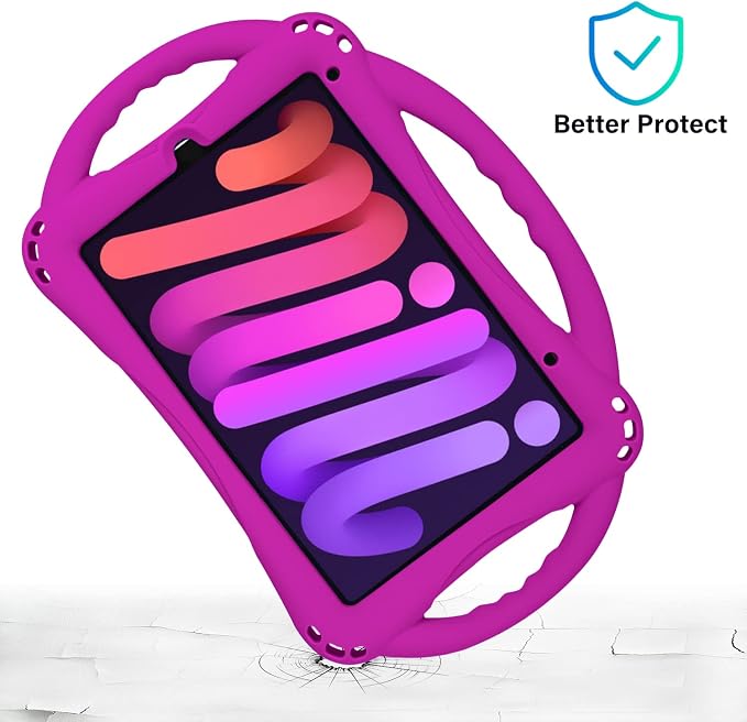 TopEsct Kids Case for iPad mini 7 (A17 Pro) 2024 /iPad Mini6 2021 Shockproof Silicone Cover with Handle Stand for 8.3 iPad mini 6th/7th GenBlue