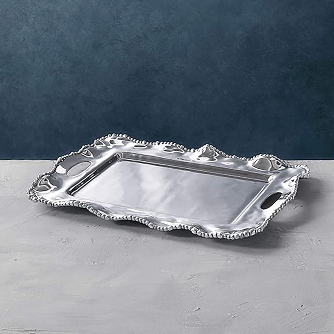 Beatriz Ball Medium Organic Pearl Kristi Rectangular Tray with Handles