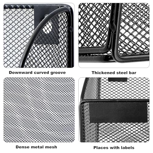 1 Pocket Mesh Wall File Holder Organizer Office Hanging File Folder Magazine Rack, Nametag Label Hooks Set Included (Black)