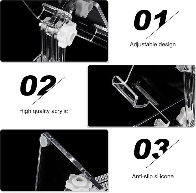 AHANDMAKER Acrylic Tablet Stand Holder Portable Cell Phone Stand Adjustable Transparent Tablet Holder for Desk Compatible with Air Mini Phone Clear