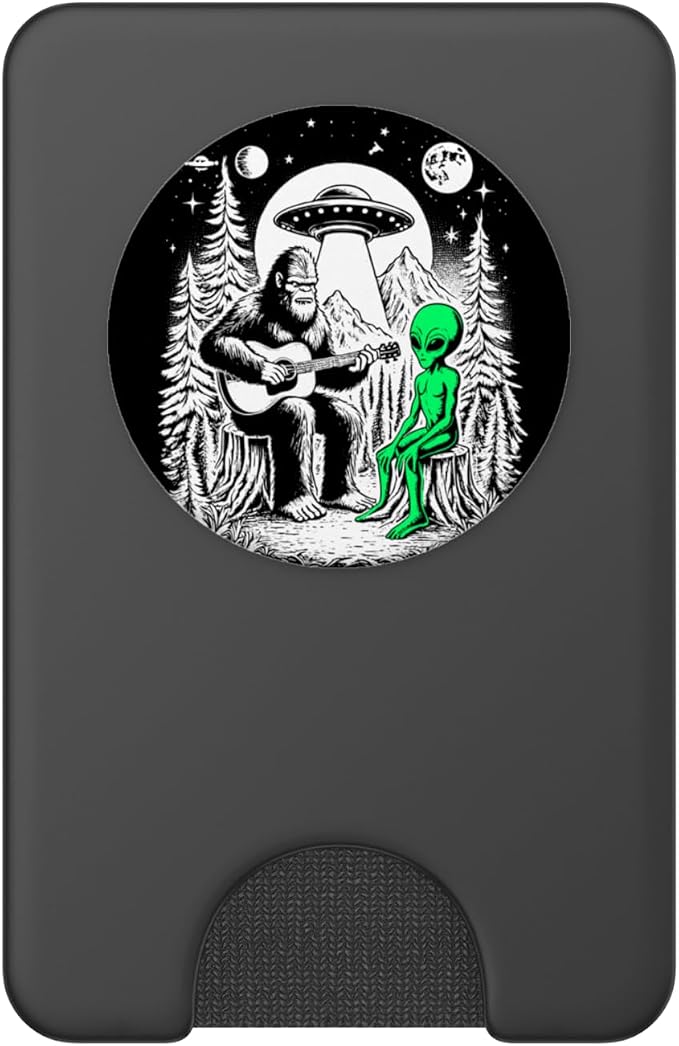 Bigfoot Plays Guitar Sasquatch Camping Big Foot UFO Alien PopSockets PopGrip for MagSafe