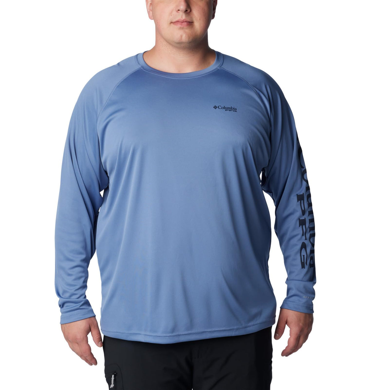 Columbia Men's Terminal Tackle Long Sleeve Shirt, Bluestone/Collegiate Navy Logo, 2X Big