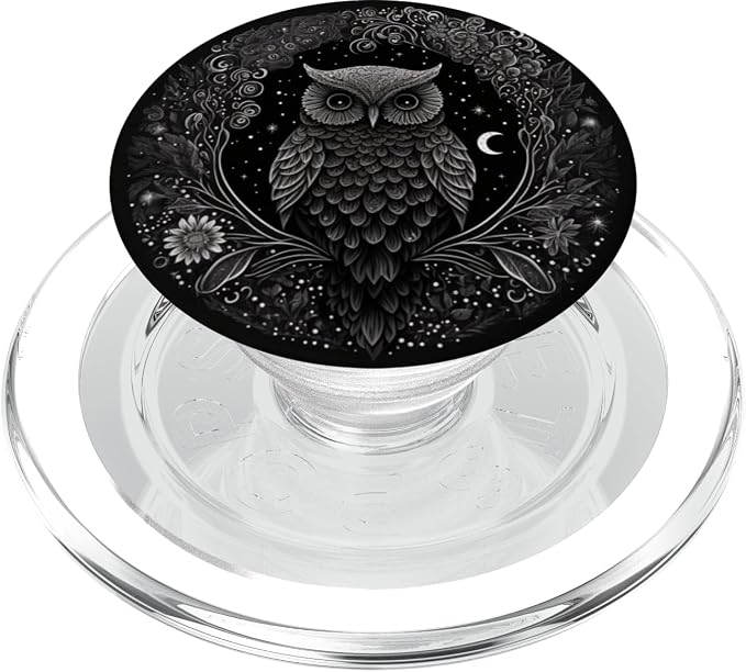 Cool Mandala Owl Illustration Unique Big Eyes Women Men Kids PopSockets Adhesive PopGrip
