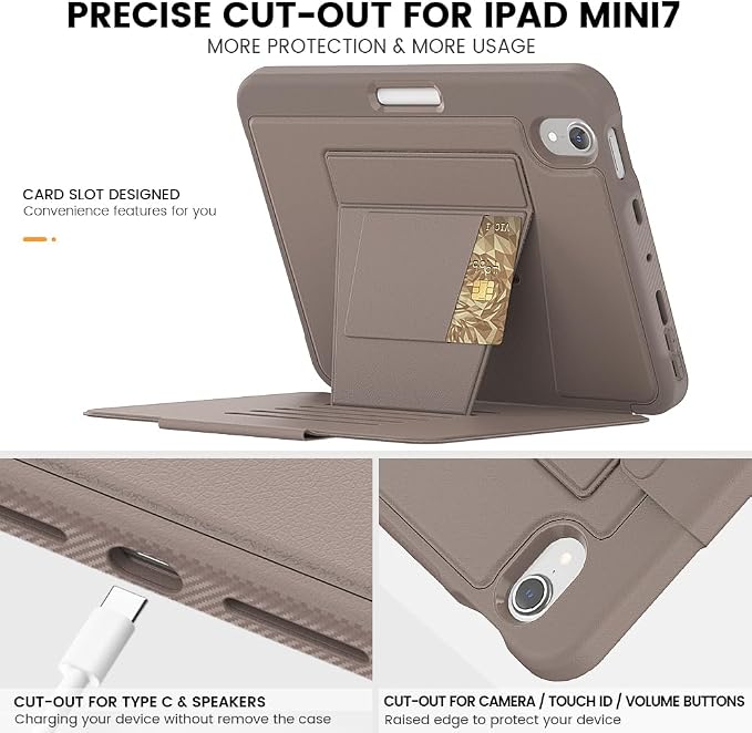 Case for iPad mini 7 (A17 Pro) 2024/ Mini 6 8.3'' with Pencil Holder Screen Protector [360 Rotating Hand Strap] &ampStand &ampShoulder Strap Shockproof Case for iPad mini 7th/6th Generation Purple