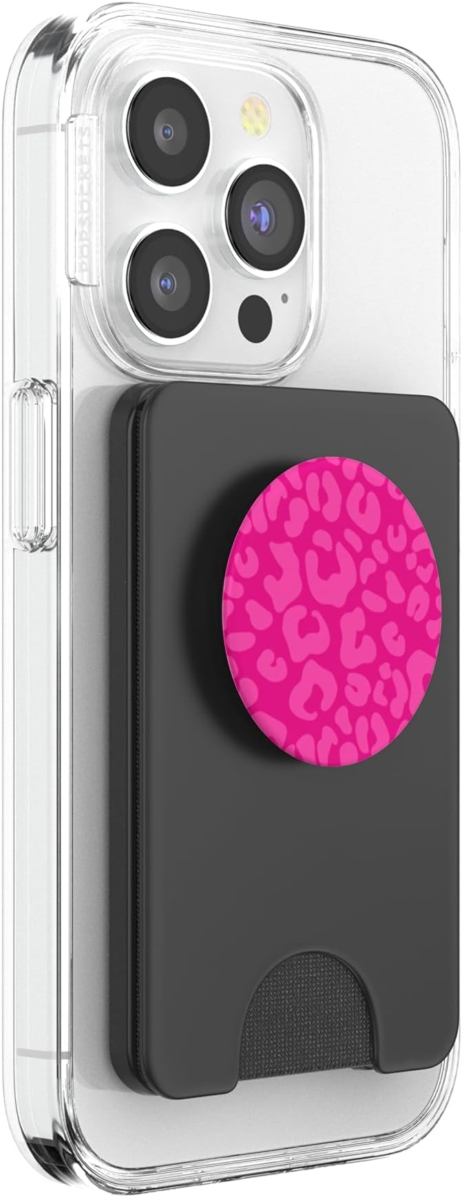 Pink Leopard Print Pink Leopard Cheetah Animal PopSockets Adhesive PopGrip