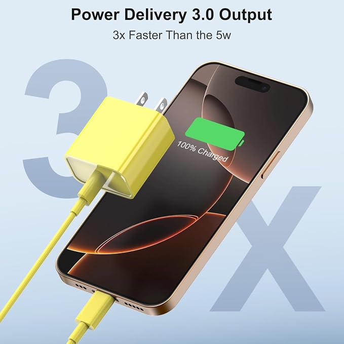 iPhone 17 16 Charger Fast Charging Extra Long 10FT USB C Charger(Black) | for iPhonesiPadsTabletsAndroid devices[ETL SAFETY CERTIFIED] 20W Type C Charger Block with Fast Charging USB C Cables