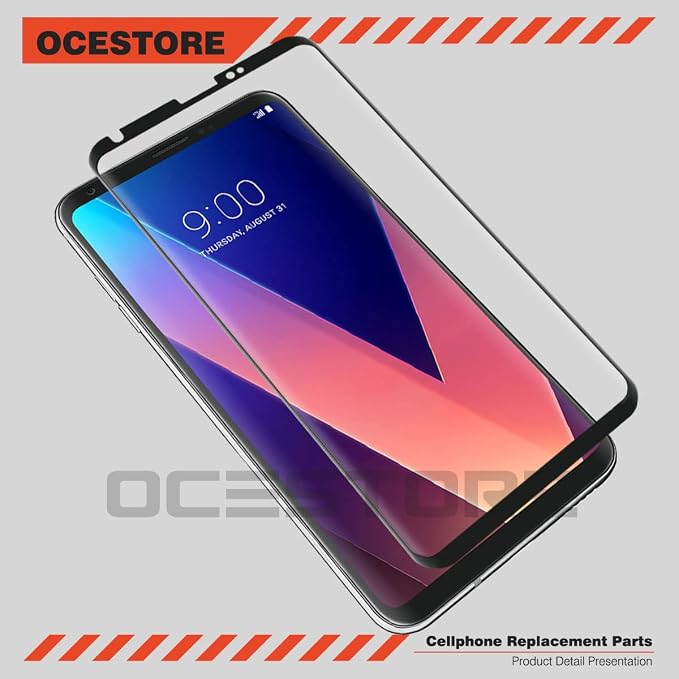 OCESTORE 3 Pack Black Silk Print Screen ProtectorAnti-Scratch 9H Hardness Full Coverage Tempered glass Protector Film for L-G V30 H932 H931 H933 H930K V300K V300L V300S VS996 US998