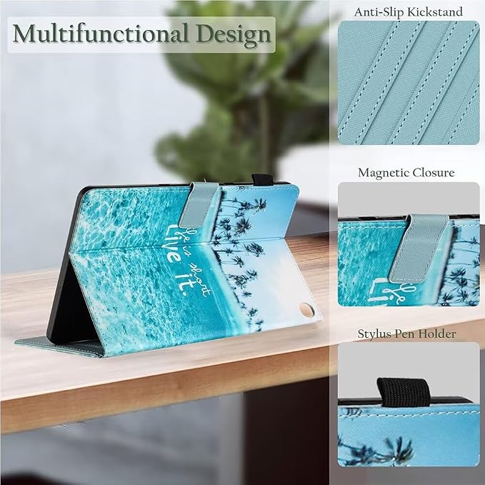 Fancity for Amazon Kindle Fire Max 11 Case 13th Generation 11 2023 Release | Soft PU &amp TPU Leather Protective Stand Cover Case for Fire Max 11 with Smart Auto Wake/Sleep Pencil Holder Beach