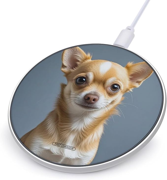 Cute Chihuahua Wireless Charger 10W Portable Fast Wireless Charging Pad Compatible with Phone Slim Charging Station Lightweight Charger Mat Charging Block for Travel Home Office