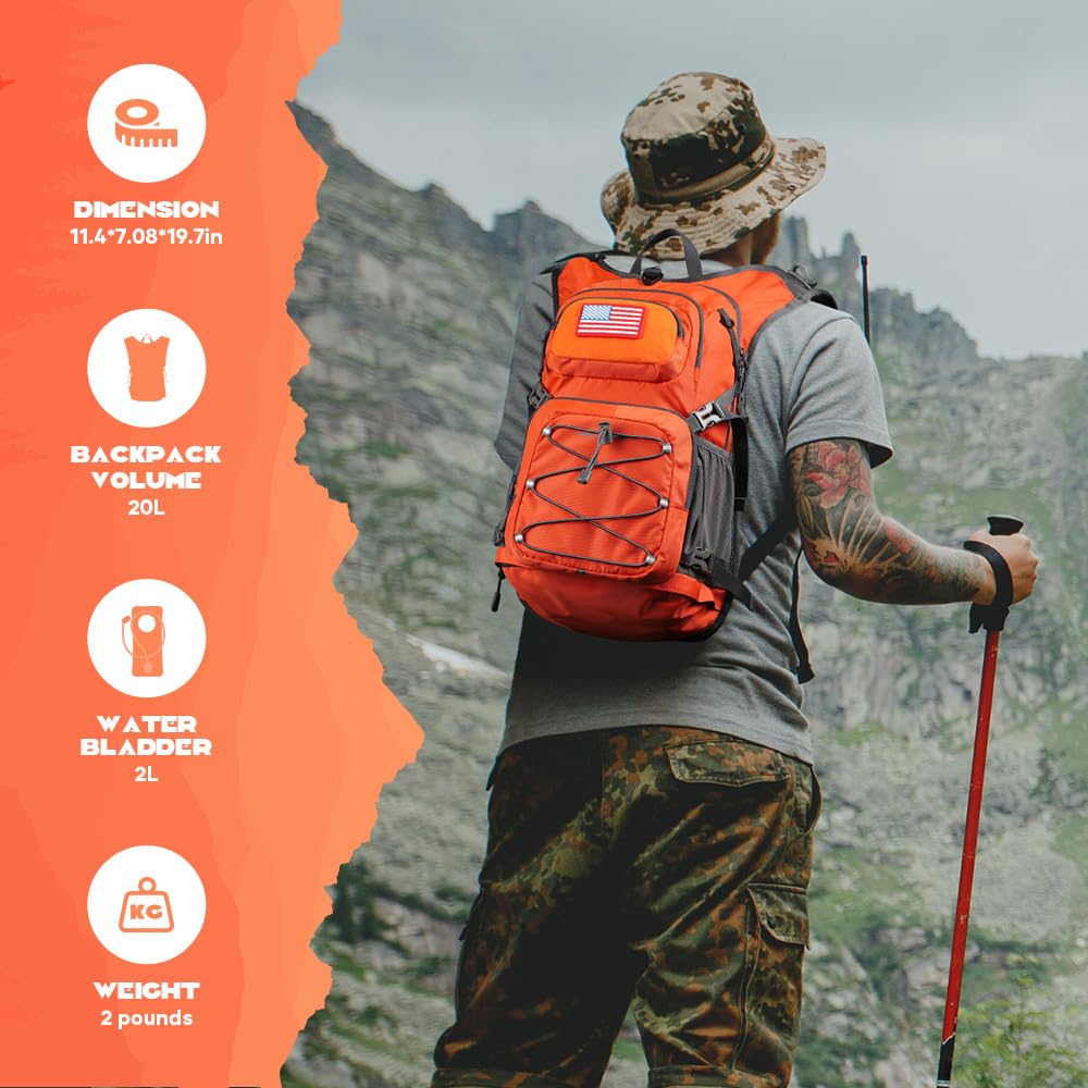 Maelstrom Lightweight Hydration Hiking Backpack with 2L Water Bladder