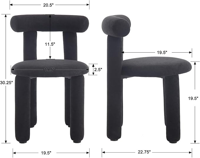 DUOMAY Modern Black Boucle Dining Chairs Set of 8, Sherpa Upholstered Kitchen Chairs Armless Barrel Back Dining Chair, Living Dining Room Chairs, Reception, White