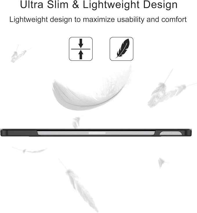 Soke Case for iPad Air 13 Inch (M3/M2) 2025/2024iPad Pro 12.9 2022 2021(6th 5th Generation) - [Slim Trifold Stand + Auto Wake/Sleep]Protective Hard PC Back Cover (Black)