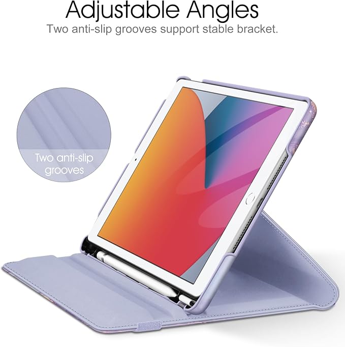 Fintie 360° Rotating Case for iPad 9th / 8th / 7th Generation 10.2 Inch | Swivel Stand Portrait &amp Landscape Viewing Shockproof Cover with Pencil Holder Auto Wake/Sleep Aqua Wave