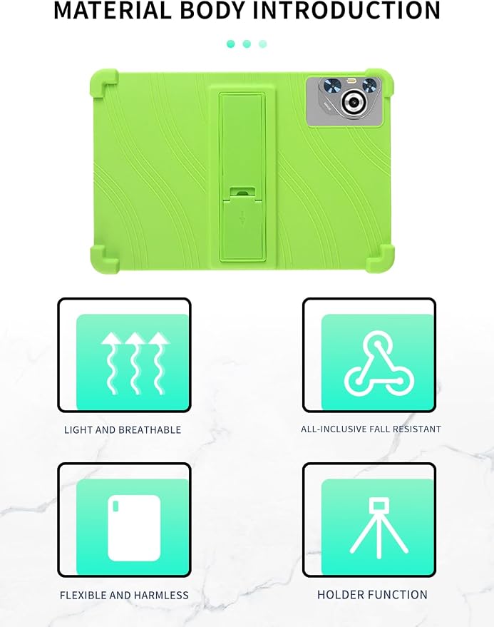 Case for Dghrti TAB30 2025 Android 14 Tablet 10.1 Inch，WUNIAK Shock Proof Lightweight Stand Rubber Shell Protective CoverKids Friendly Soft Silicone Adjustable Stand CoverBlack
