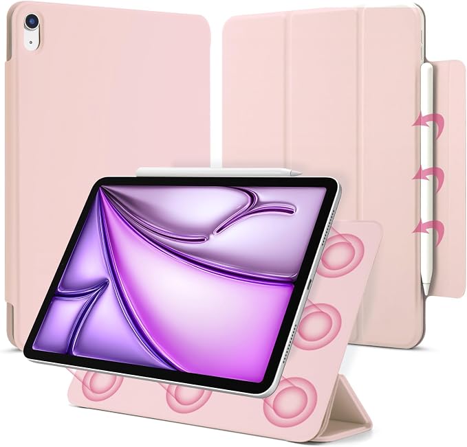 for iPad Air 13 inch M4/M3/M2 Case (2026/2025/2024Model A3268/A3269/A3271) Auto Sleep/Wake and Magnetic Closure Slim Trifold Stand Case PU Leather Cover Support Apple Pencil Pro Black