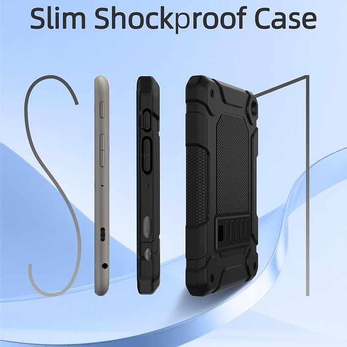 MENZO All-New Case for 8 Tablet Slim Shockproof Rugged High Impact Protective Case with Kickstand Black