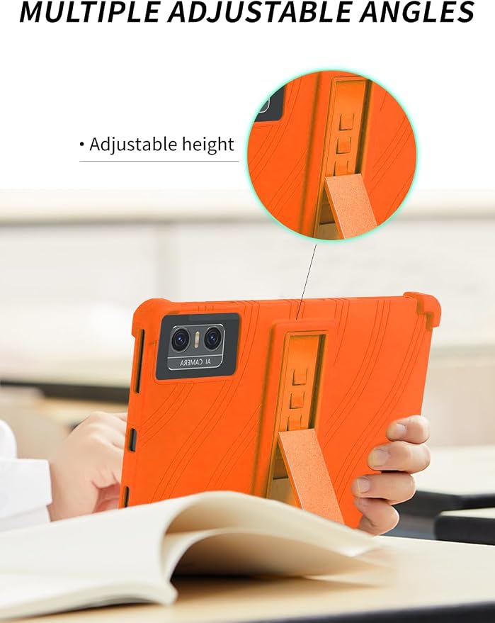 Case for DOMATON D105 Android 14 Tablet 2025 Tablets 10 inch，WUNIAK Shock Proof Lightweight Stand Rubber Shell Protective CoverKids Friendly Soft Silicone Adjustable Stand CoverBlack