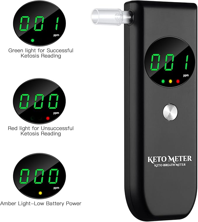 Home Ketosis Breath Analyzer, Professional Ketone Breath Monitoring Meter – High Precision Ketone Monitors Breath Analyzer Ketosis Tester with 10 Mouthpieces for Tracking Your Ketones