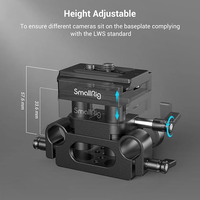 SMALLRIG Universal 15mm Rail Support System with 15mm Rod Clamp and Quick Release Plate - 2272