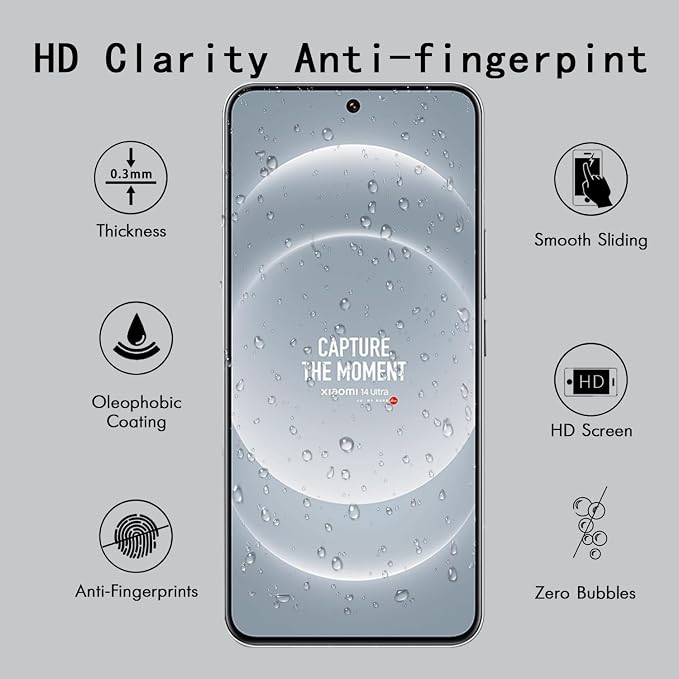 [4 Pack] Tempered Glass Screen Protector for Xiaomi 14 ultra | Tempered Glass Scratch Resistant Easy-Install Bubble Free Anti-Fingerprint