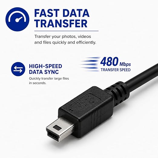Replacement USB Data Transfer &amp Charging Cable for Canon Cameras – Compatible with IFC-200U IFC-300PCU IFC-400PCU – Supports PowerShot A/SD Series EOS Rebel XT-T5i 60D 70D 5D Mark II 7D