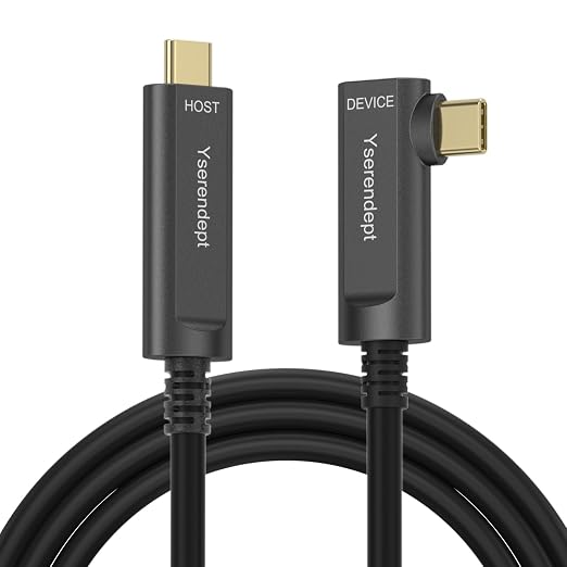 Fiber Optic USB C Cable 33ftRight Angle 10Gbps Active Optical Data Transfer for 4K CamerasWebcamsHubsHDDsVR/ARProjectors &amp Medical Systems