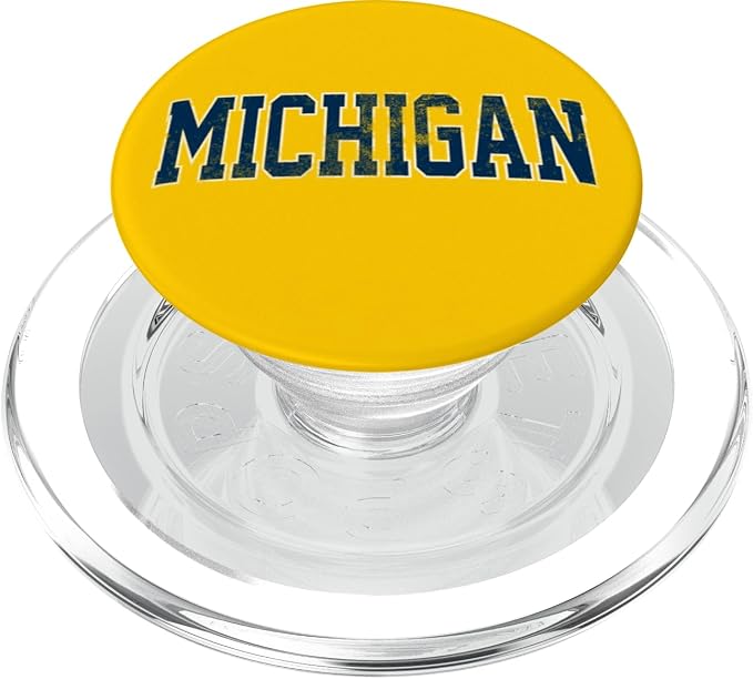 Vintage Michigan Look Maize Blue Men Retro Font Michigan Tee PopSockets Adhesive PopGrip