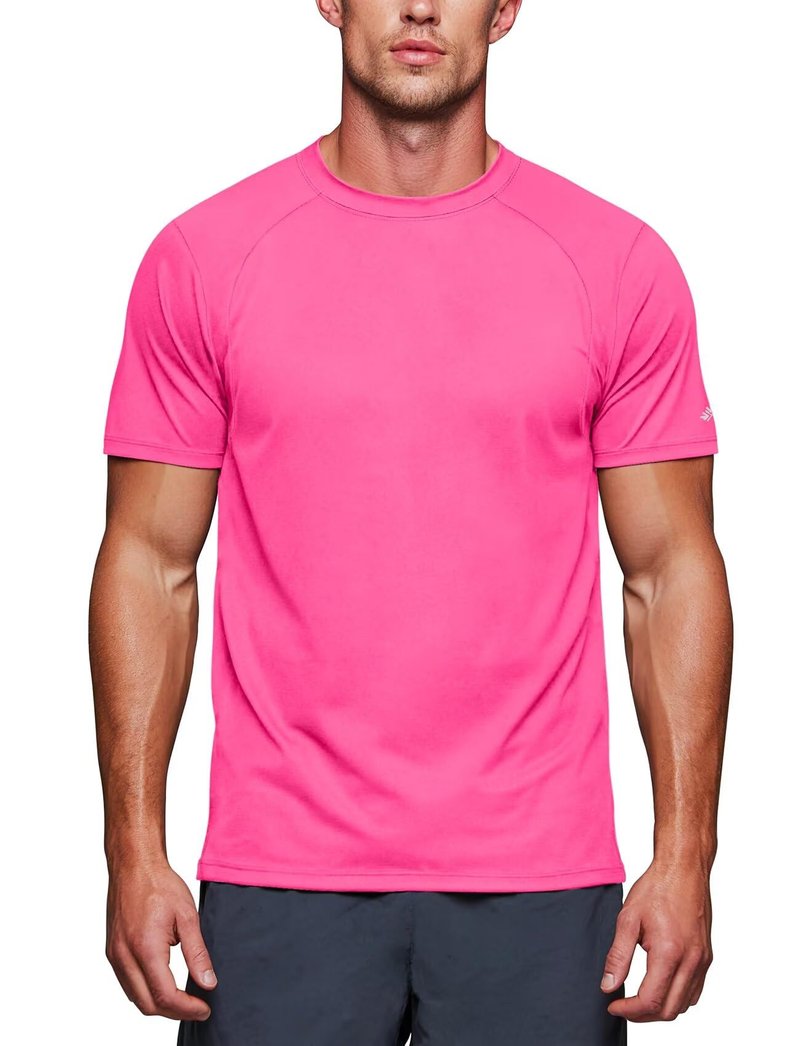 Zengjo Gym Shirts for Men Workout(Hot Pink,Large)