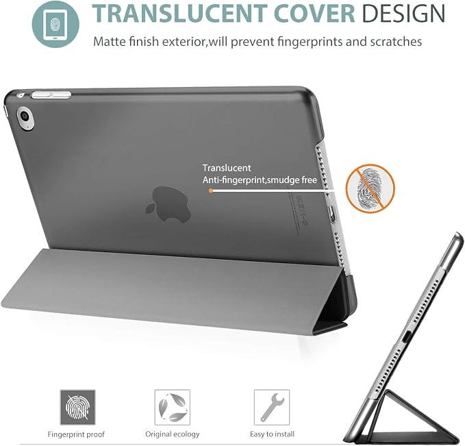 ProCase Slim Stand Case for iPad Air 2nd Gen 2014 Black | Fits Models A1566 / A1567 Ultra Slim Lightweight Protective Shell Translucent Frosted Back