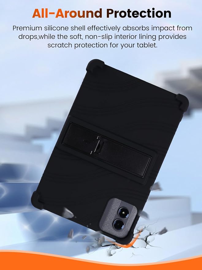 Case Compatible with TABWEE T50 11 inch Tablet – Shockproof Silicone Protective Case with Kickstand Anti-Slip Drop-Resistant Business Style (Black)