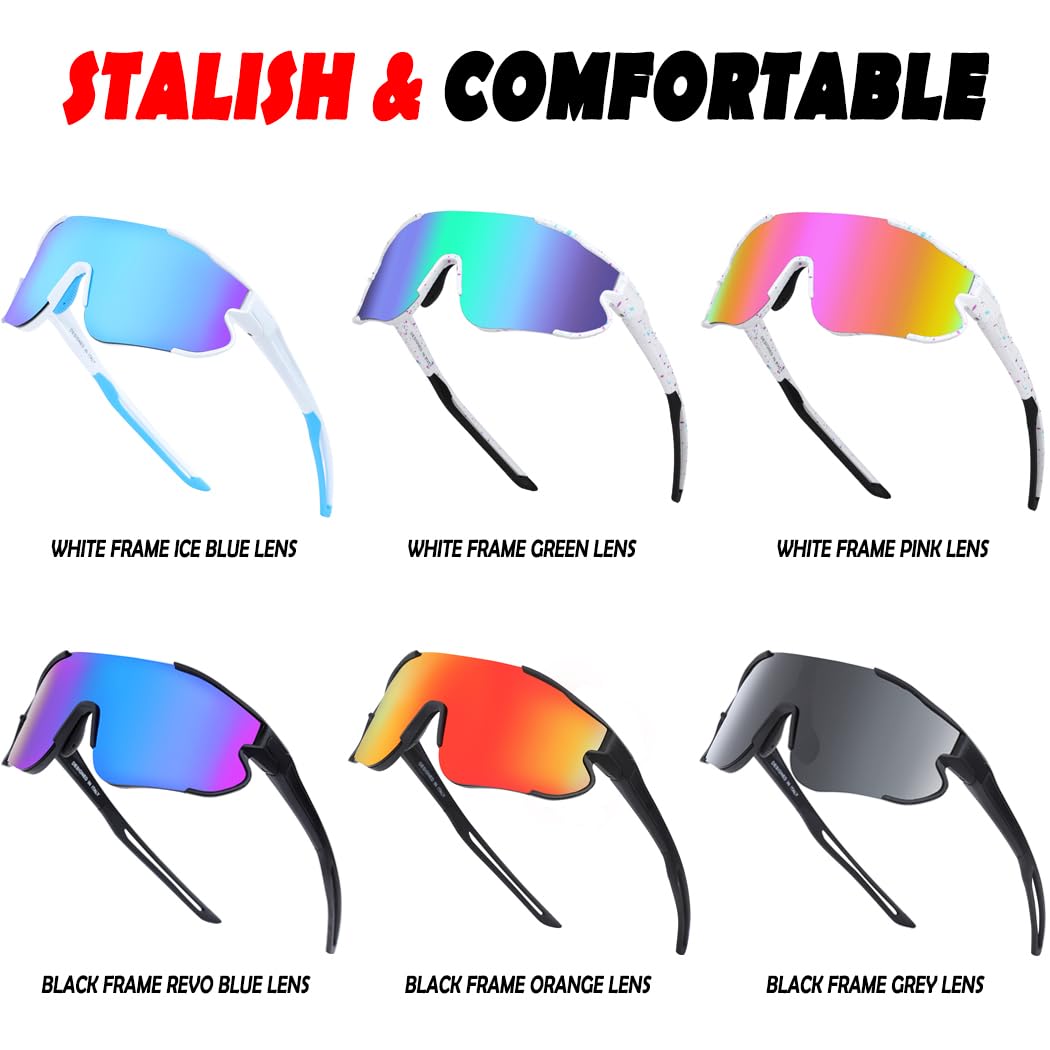 ITSCOOL Polarized Sports Sunglasses for Men Women Lightweight Softball Baseball Running Cycling Glasses UV Protection White Pink