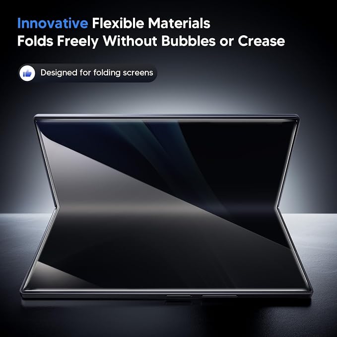 Hoerrye for Samsung Galaxy Z Fold 7 30° Privacy Screen Protector - [with Auto Align Frame Accessories] [2 Pack Inside Flexible TPU Film + 2 Pack Front Tempered Glass] No CreasesNo Bubbles | Auto Alig