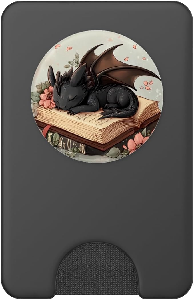 Book Dragon Head Mythical Creature Flame Wyvern Fantasy PopSockets PopWallet for MagSafe