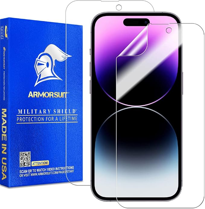 ArmorSuit 2 Pack Screen Protector Designed for iPhone 14 Pro 6.1-Inch MilitaryShield Max Coverage HD Clear Film - Made in USA