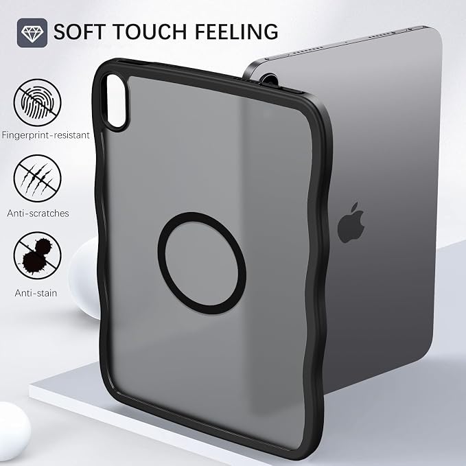 GUAGUA for iPad mini 7 A17 Pro Case Magnetic iPad mini 7th/6th Generation Cases(2024/2021) Wave Frame Anti-Slip with Pencil Holder Slim Light Drop-Proof Case for iPad mini 7th/6th 8.3'' Black