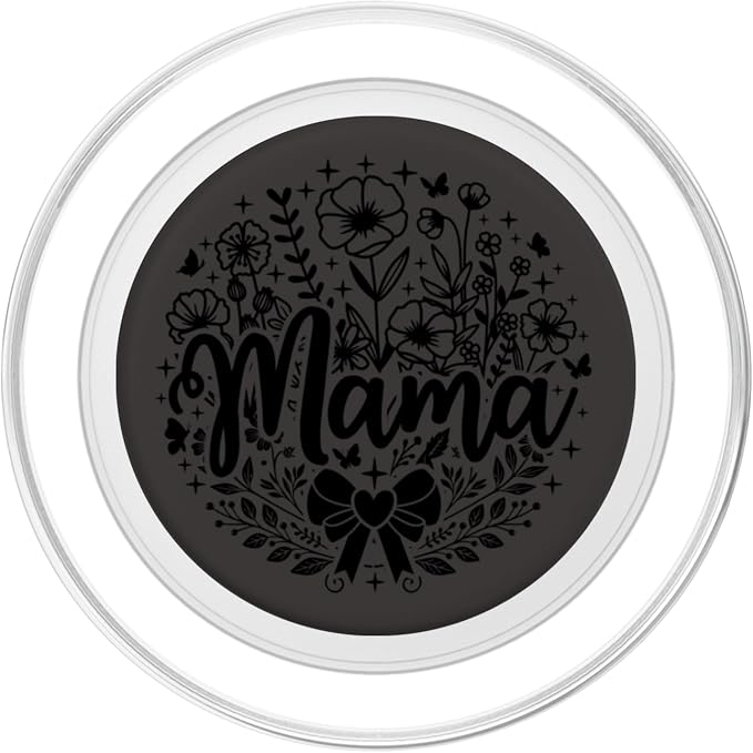Black Gray Heart Mama Bow Minimalist Floral Wildflower Mama PopSockets PopWallet for MagSafe